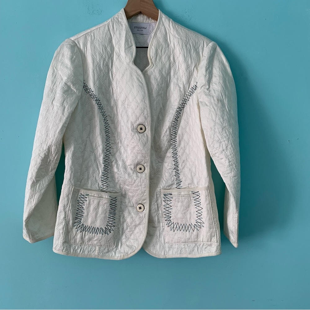 Stizzoli Vintage Quilted Lightweight Button Up Stitching Jacket Italy M RARE